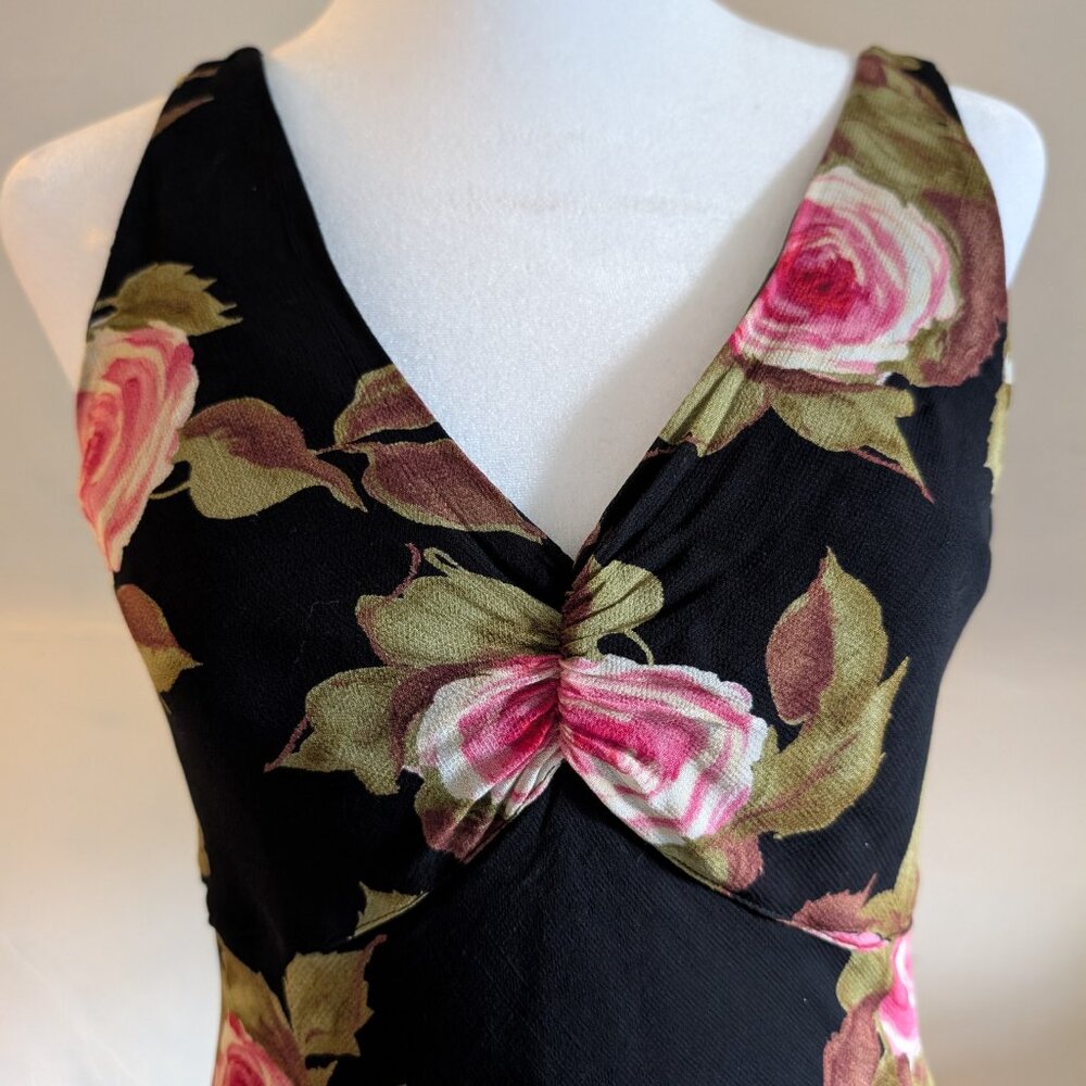 vintage dress barn 90s y2k faery floral rose midi dress in black (medium) - Picture 3 of 7